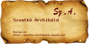 Szvatkó Archibáld névjegykártya